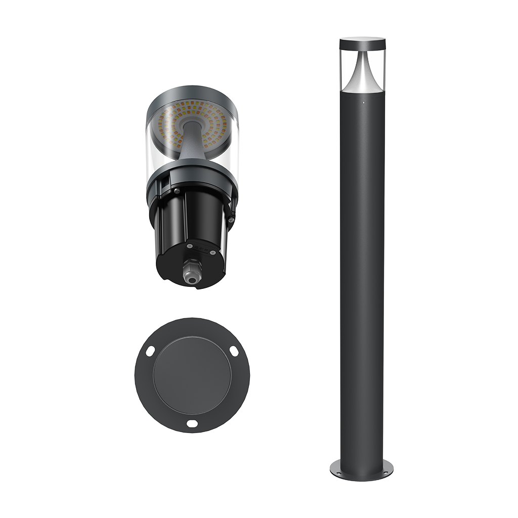 12W IP65 Everest Bollard 4CCT Black Round 1m