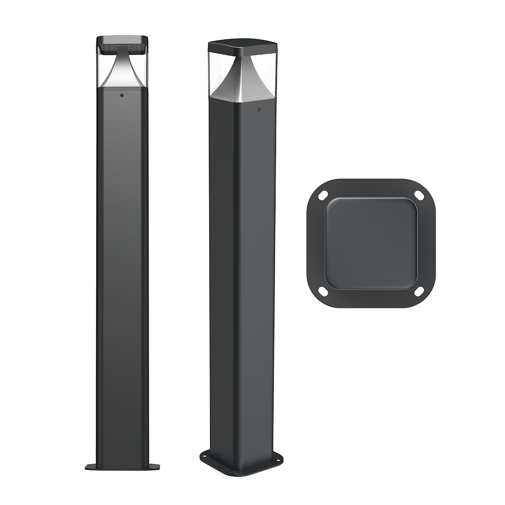 12W IP65 Everest Bollard 4CCT Black Square 1m