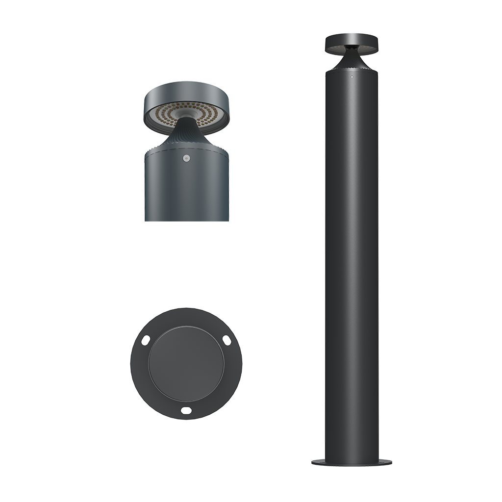 12W IP65 Fuji Bollard 4CCT Black Round 0.8m