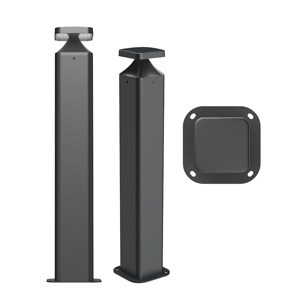 12W IP65 Fuji Bollard 4CCT Black Square 0.8m